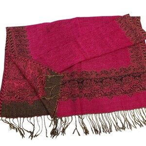 Beautiful Scarf with Fringe, Approx. 28 x 34, Acrylic and Viscose